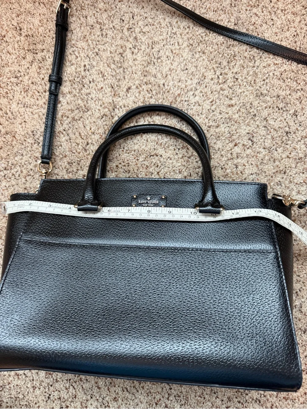 kate spade Black Pebbled Leather Satchel with Top Handles